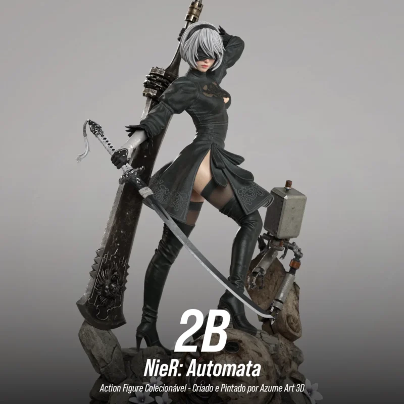 Figure Colecionável 2B – NieR: Automata | Resina 3D com Pintura Artesanal