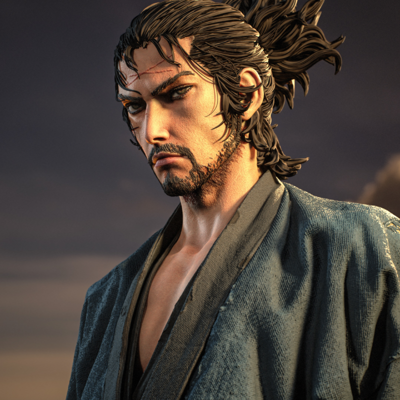 Figure Musashi – Vagabond | Resina 3D com Pintura Artesanal