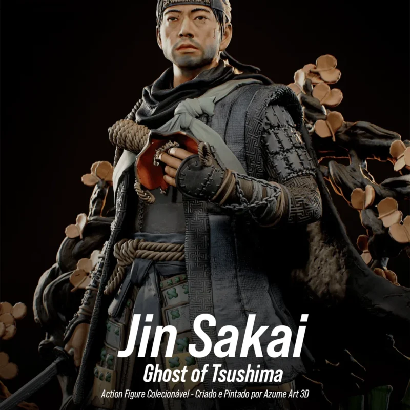 Figure Jin Sakai – The Ghost | Ghost of Tsushima | Resina 3D com Pintura Artesanal