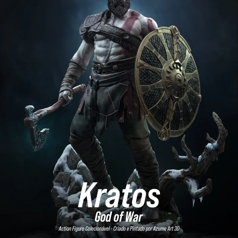 Figure Kratos – God of War | Resina 3D com Pintura Artesanal